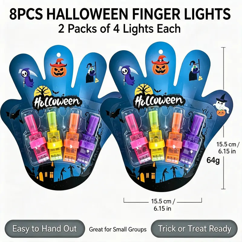 Halloween LED Finger Projection Lights - 4 | 8 | 16 - Piece Party Favor Sets