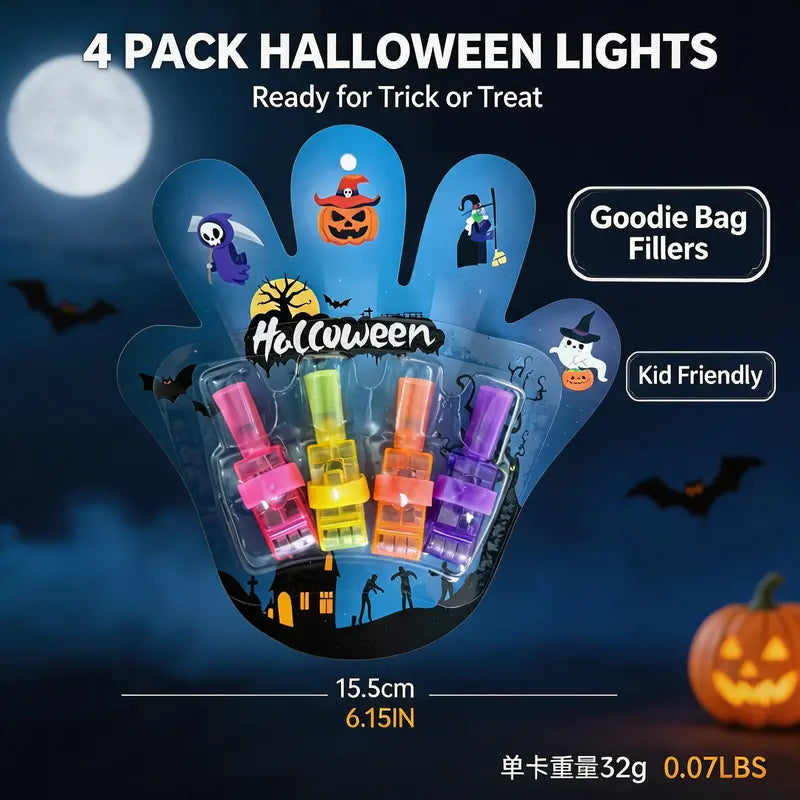 Halloween LED Finger Projection Lights - 4 | 8 | 16 - Piece Party Favor Sets