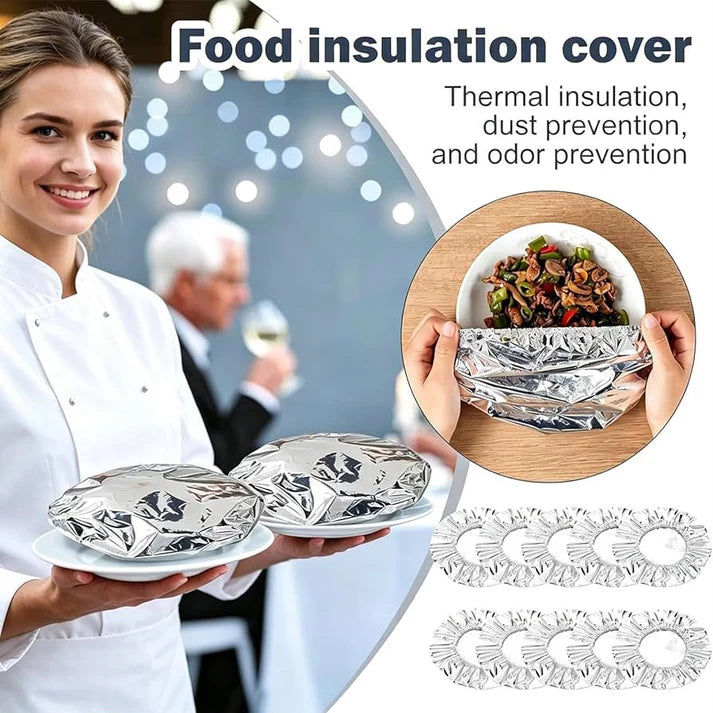 40Pcs Reusable Aluminum Foil Food Covers – Elastic Stretch-to-Fit Insulation Lids