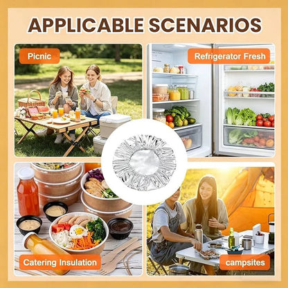 40Pcs Reusable Aluminum Foil Food Covers – Elastic Stretch-to-Fit Insulation Lids
