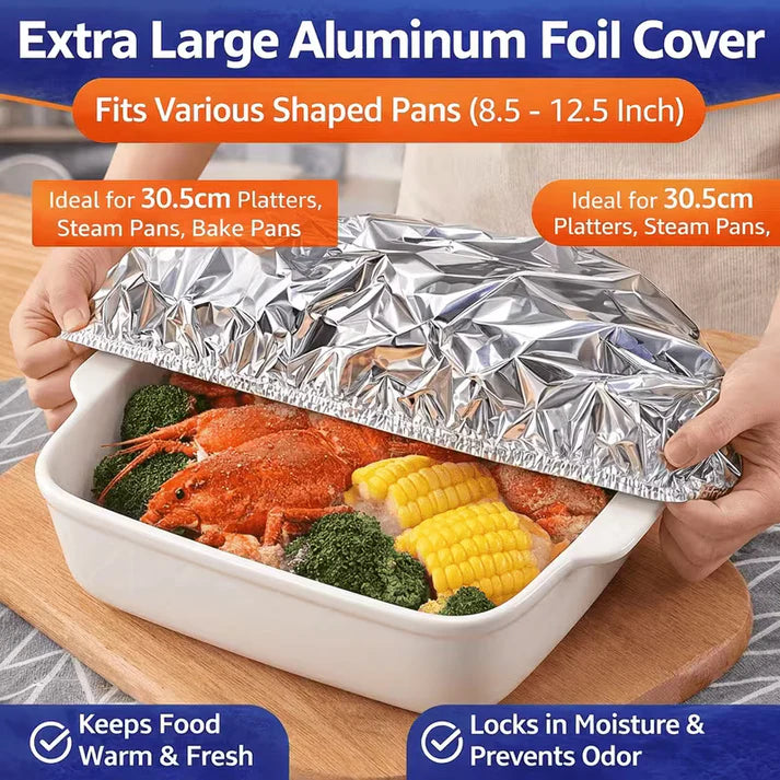 40Pcs Reusable Aluminum Foil Food Covers – Elastic Stretch-to-Fit Insulation Lids