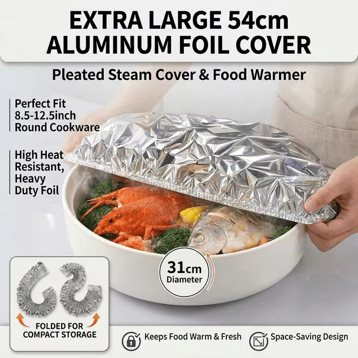 40Pcs Reusable Aluminum Foil Food Covers – Elastic Stretch-to-Fit Insulation Lids