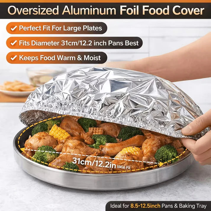 40Pcs Reusable Aluminum Foil Food Covers – Elastic Stretch-to-Fit Insulation Lids