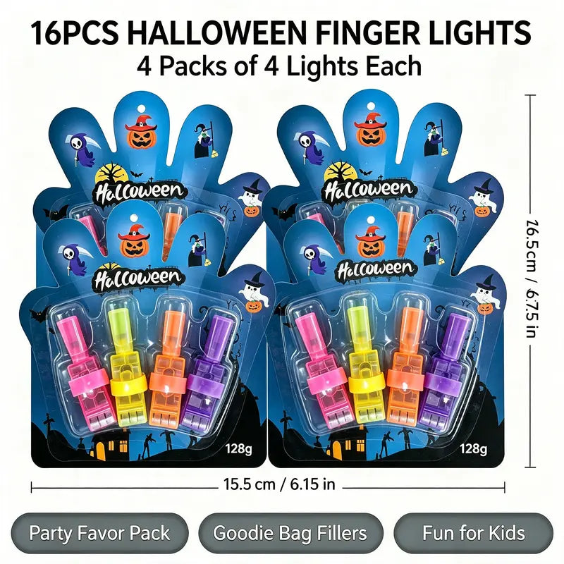 Halloween LED Finger Projection Lights - 4 | 8 | 16 - Piece Party Favor Sets