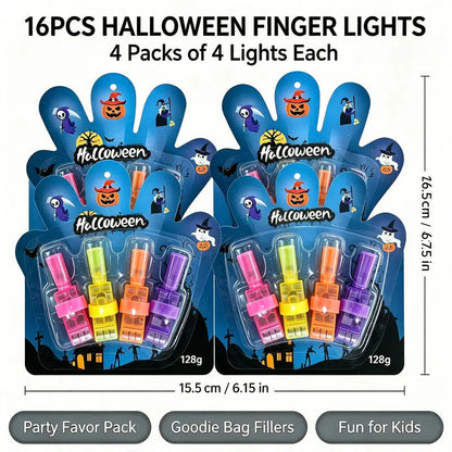 Halloween LED Finger Projection Lights - 4 | 8 | 16 - Piece Party Favor Sets