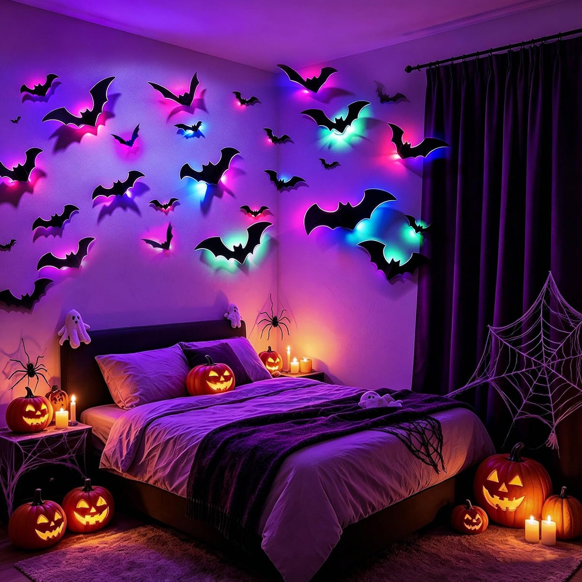 Glowing Bat Wall Decals - Halloween Party Decor