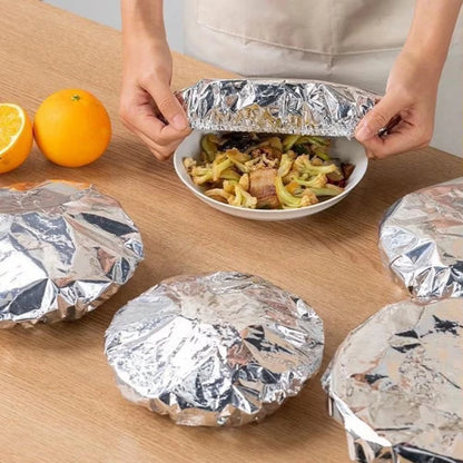 40Pcs Reusable Aluminum Foil Food Covers – Elastic Stretch-to-Fit Insulation Lids