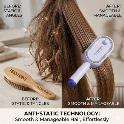 Rechargeable Hair Straightener Brush with Detangling Comb