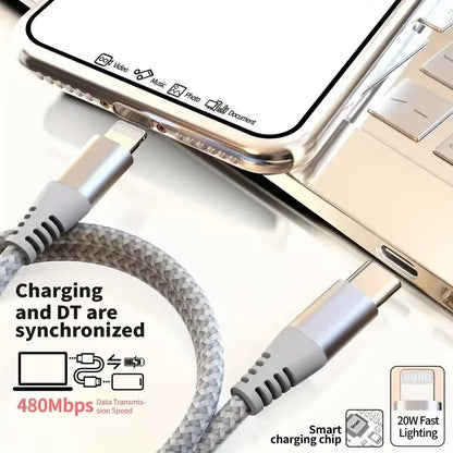 Nylon Braided Cord USB C to Lightning Cable Fast Charging Data for iPhones