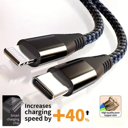 Nylon Braided Cord USB C to Lightning Cable Fast Charging Data for iPhones