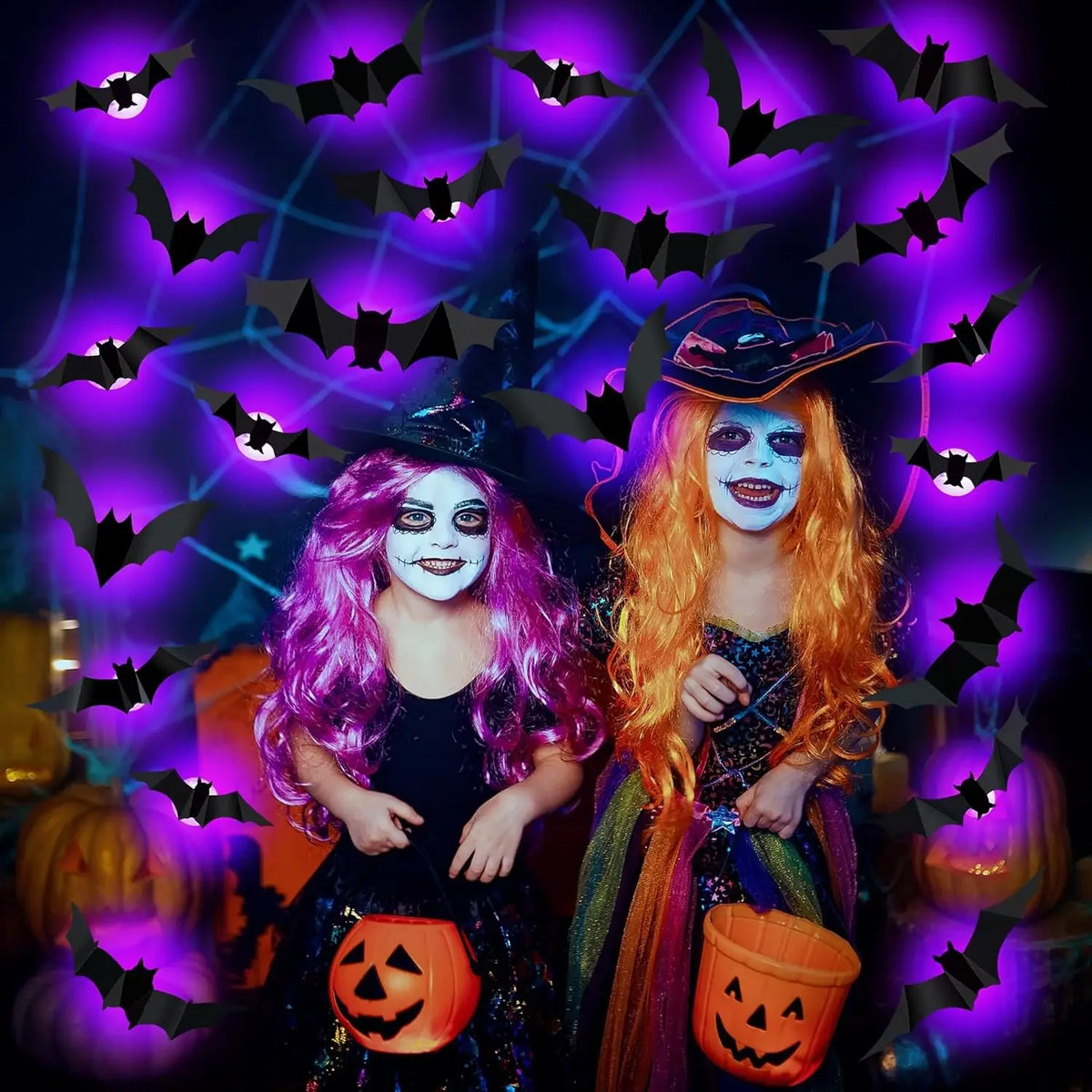 Halloween Bat Decor Night Wall Sticker Light