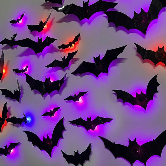 Halloween Bat Decor Night Wall Sticker Light