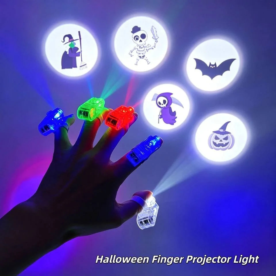 Halloween LED Finger Projection Lights - 4 | 8 | 16 - Piece Party Favor Sets