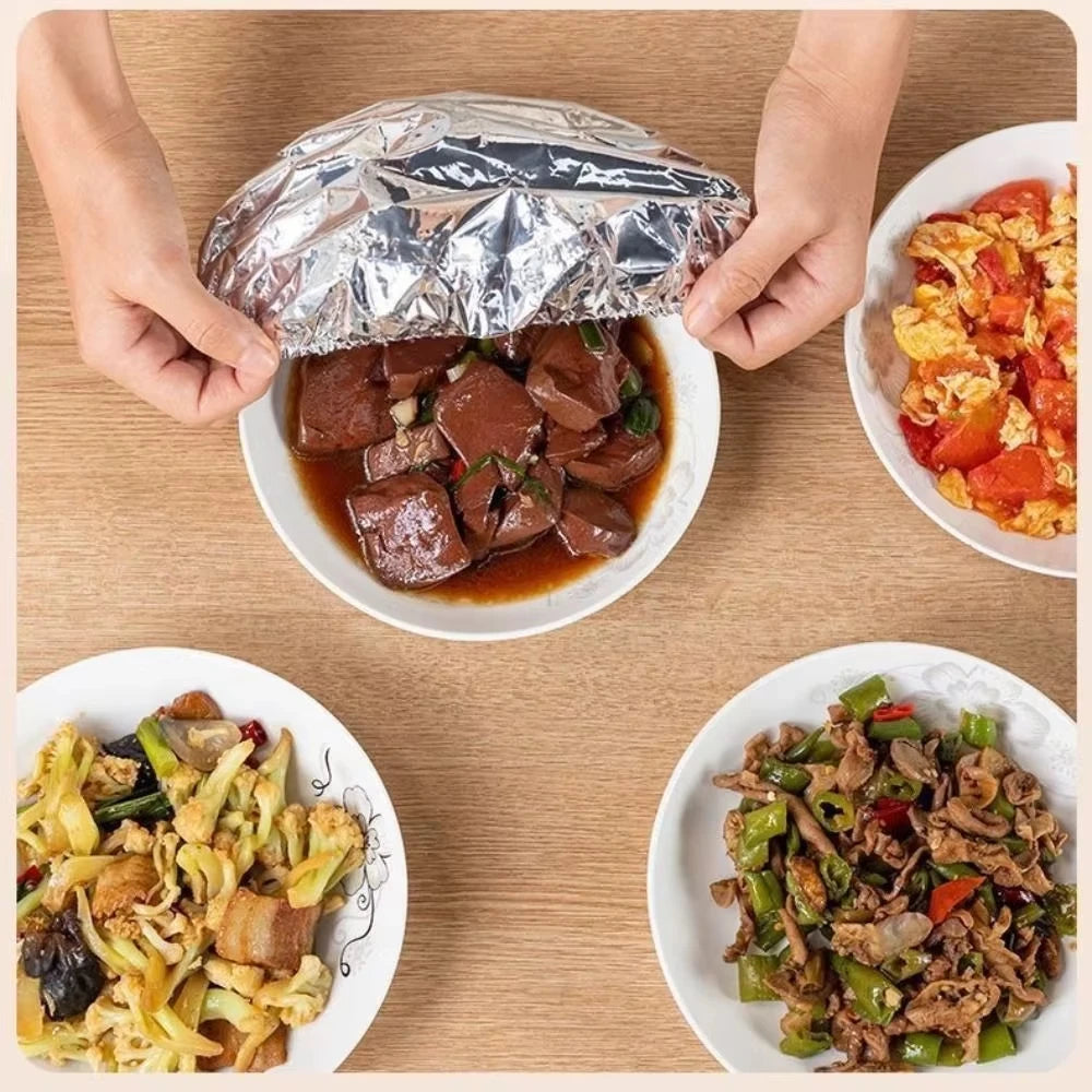 40Pcs Reusable Aluminum Foil Food Covers – Elastic Stretch-to-Fit Insulation Lids