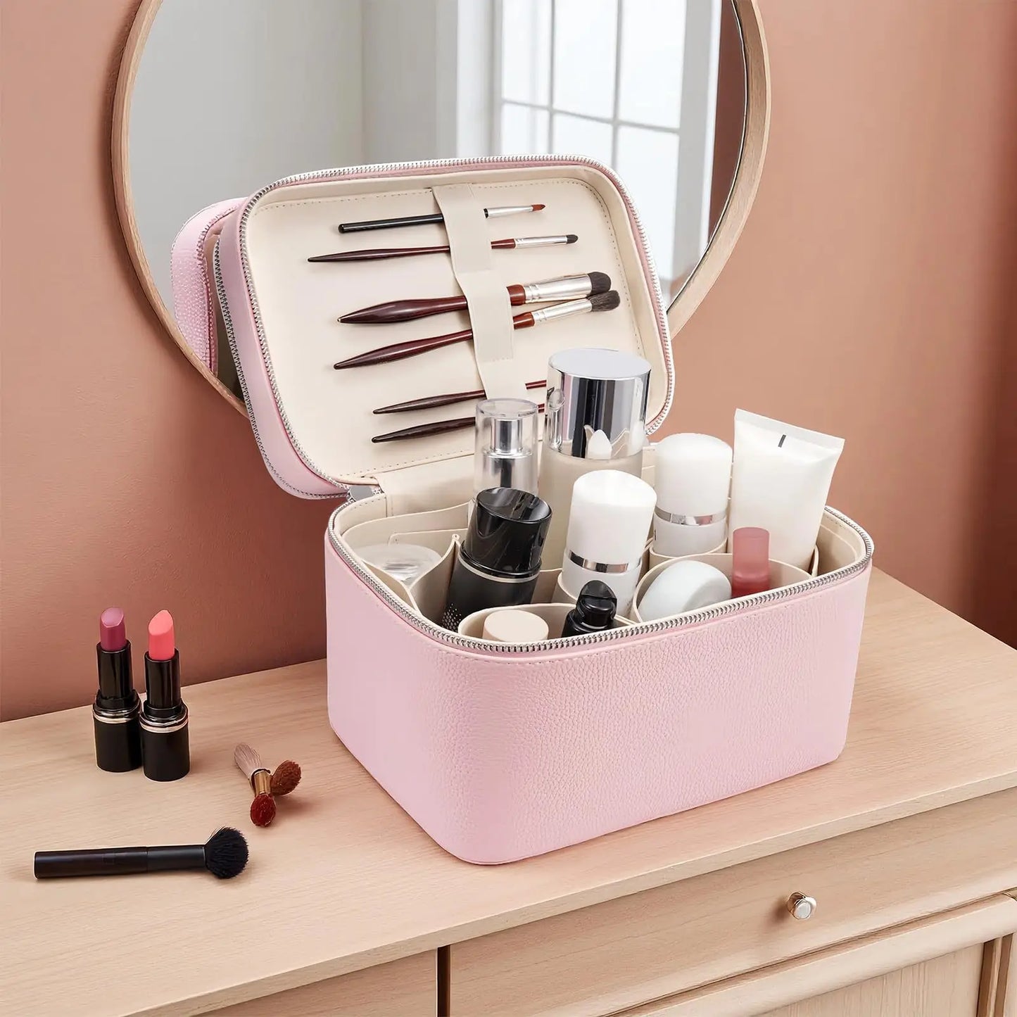 Double Layered Portable Professional Makeup Bag
