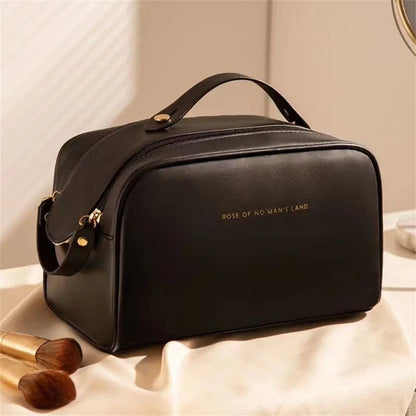 Leather Makeup Organizer Portable Women Cosmetic Storage Bag