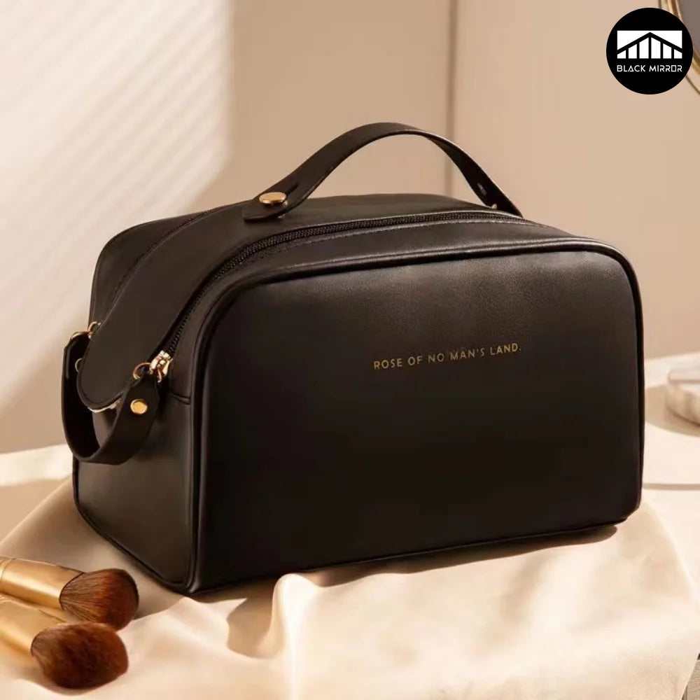 Leather Makeup Organizer Portable Women Cosmetic Storage Bag