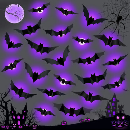 Halloween Bat Decor Night Wall Sticker Light