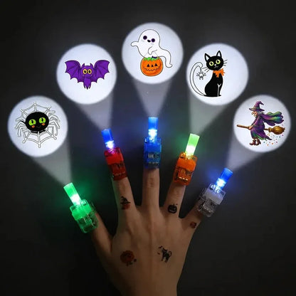 Halloween LED Finger Projection Lights - 4 | 8 | 16 - Piece Party Favor Sets