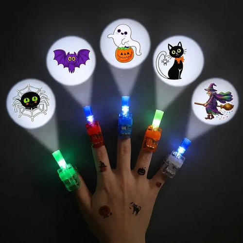 Halloween LED Finger Projection Lights - 4 | 8 | 16 - Piece Party Favor Sets