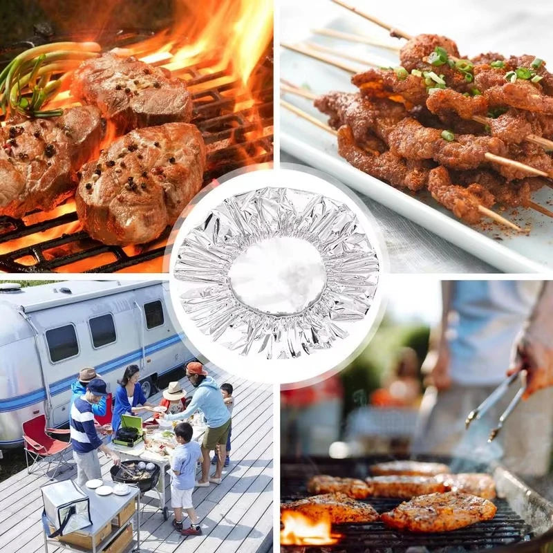 40Pcs Reusable Aluminum Foil Food Covers – Elastic Stretch-to-Fit Insulation Lids
