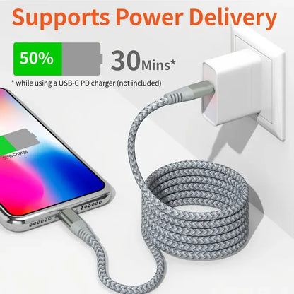 Nylon Braided Cord USB C to Lightning Cable Fast Charging Data for iPhones