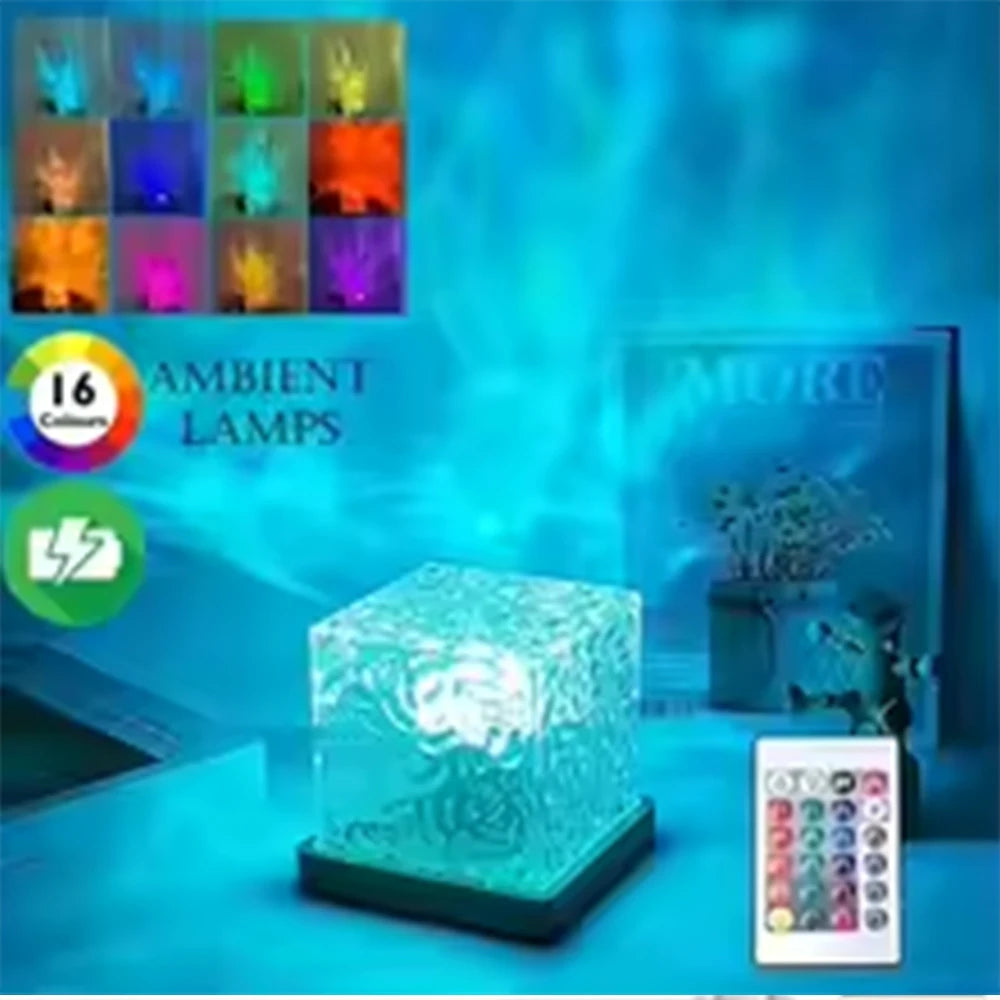 Ocean Wave Aurora Projector Rechargeable Table Lamp