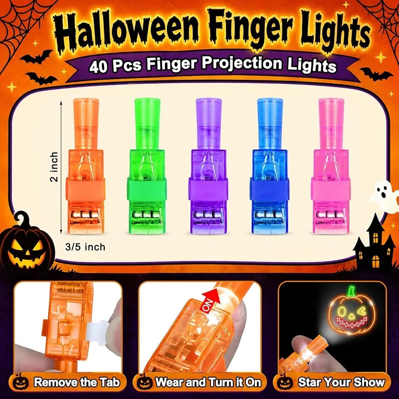 Halloween LED Finger Projection Lights - 4 | 8 | 16 - Piece Party Favor Sets