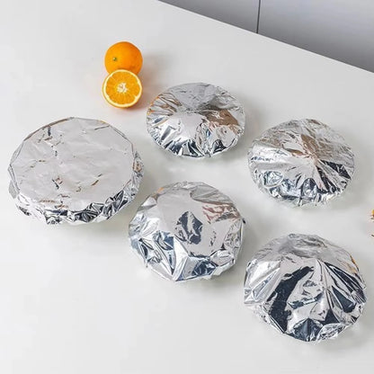 40Pcs Reusable Aluminum Foil Food Covers – Elastic Stretch-to-Fit Insulation Lids