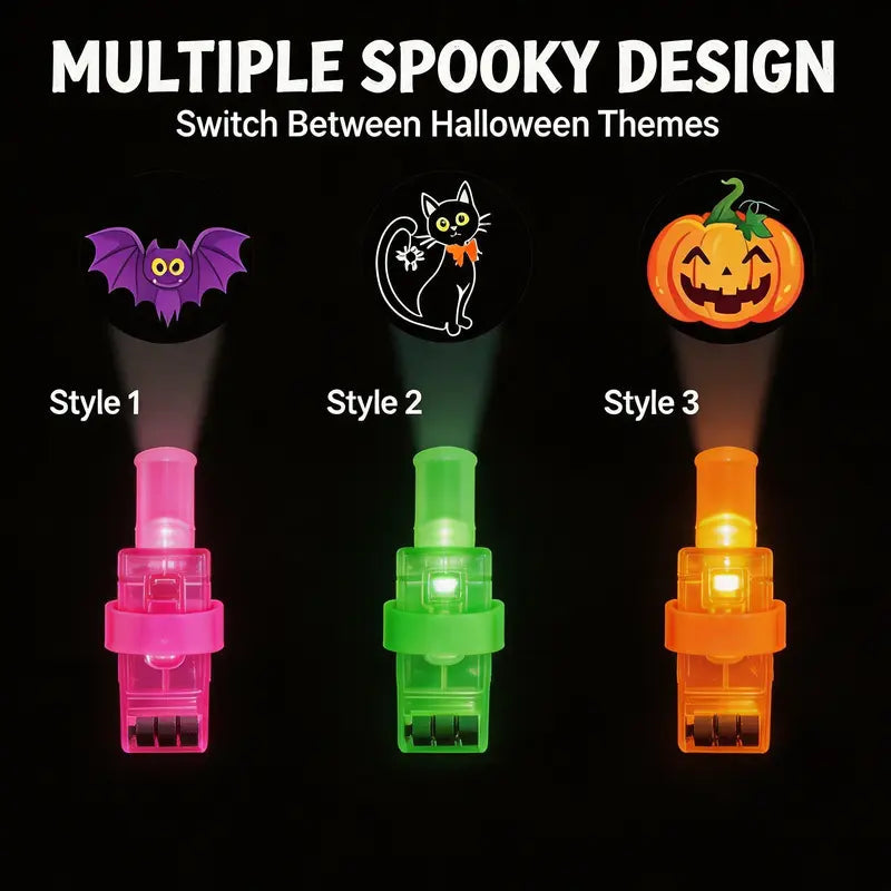 Halloween LED Finger Projection Lights - 4 | 8 | 16 - Piece Party Favor Sets