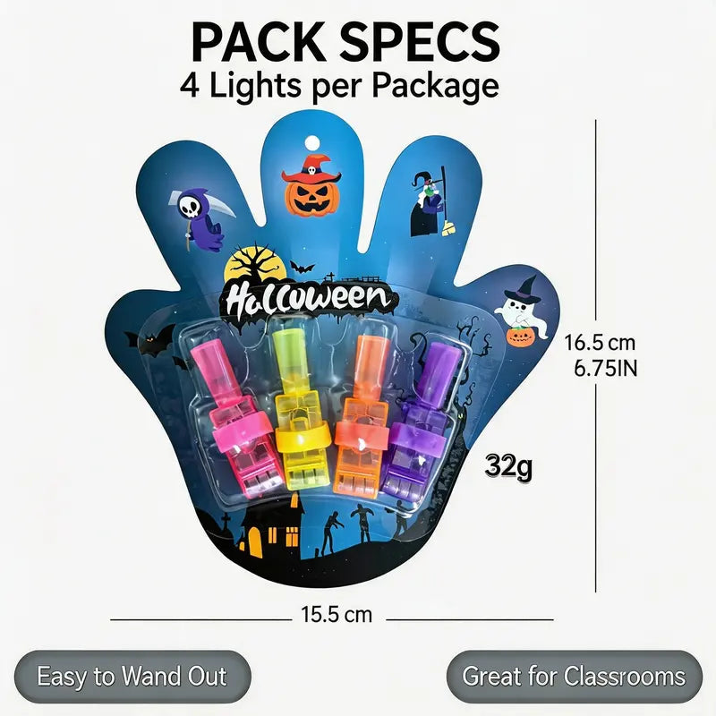 Halloween LED Finger Projection Lights - 4 | 8 | 16 - Piece Party Favor Sets