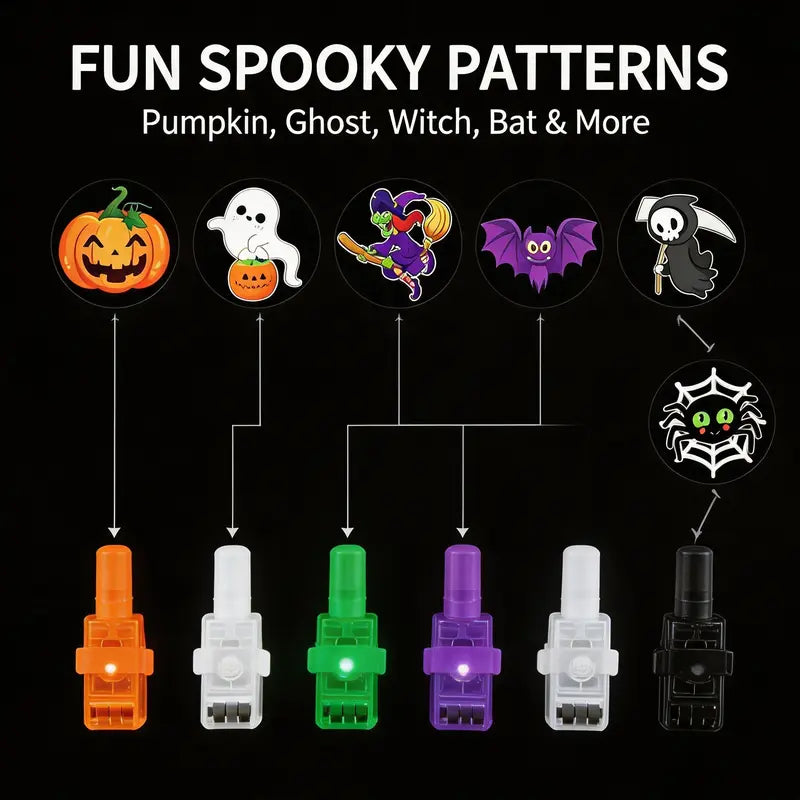 Halloween LED Finger Projection Lights - 4 | 8 | 16 - Piece Party Favor Sets